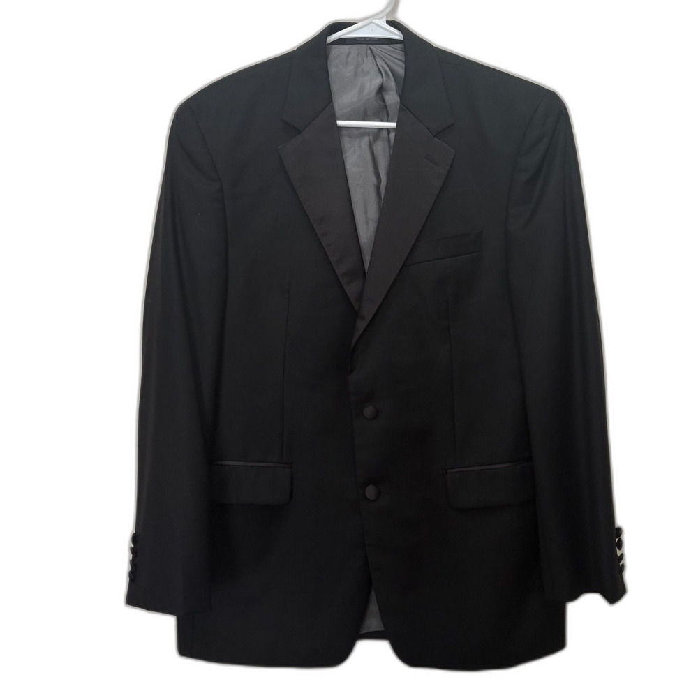 Calvin Klein Classic Black Wool Tuxedo Jacket Blazer Formal Event Wear Size 39R